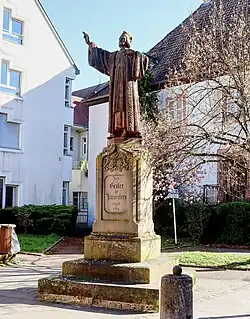 Statue von Johann Geiler von Kaysersberg in der Rue du Couvent, Kaysersberg/Elsass