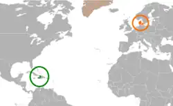 Lage von Haiti und Dänemark