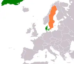 Lage von Dänemark und Schweden