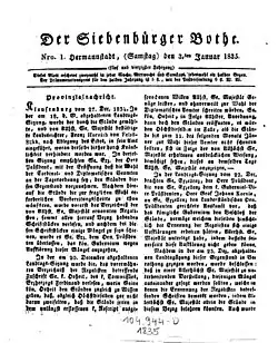 Titelblatt vom 3. Jänner 1835