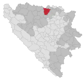 Lage der Gemeinde Derventa in Bosnien und Herzegowina (anklickbare Karte)