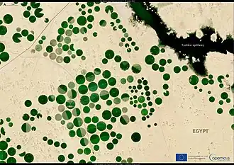 Pivot-Beregnungssysteme in der Sahara, 2024 (New Valley Projekt)