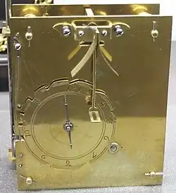 Metalluhrwerk: Schlossscheibe, links das Messer