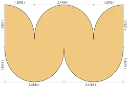 Das Netz eines Oloids ist gleich seiner Spur beim Abrollen