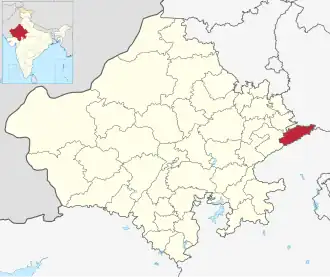 Positionskarte des Distrikts Dholpur