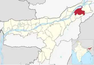 Positionskarte des Distrikts Dibrugarh