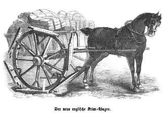 „Der neue englische Krim-Wagen“ Deutsche&nbsp;Karikatur, Die&nbsp;Gartenlaube, 1855