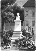 Schadow-Denkmal, Illustration von Wilhelm Simmler in der Zeitschrift Die Gartenlaube, 1869