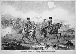 Husaren des 11. Corps im Doppelregen bei Sedan, 1872