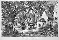 Der Blick von der Loretto-Capelle bei Freiburg im Breisgau. Holzschnitt von Richard Püttner (1875)