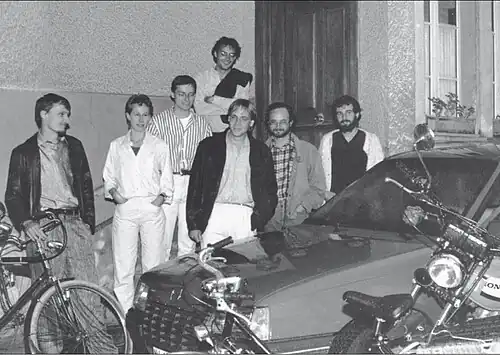 Stans (NW) im Mai 1987: Die Gründungsmitglieder der ATG, aus der 1997 die Mobility Genossenschaft wurde.