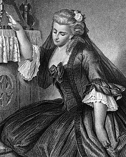 Die Griechin aus Friedrich Schillers Geisterseher, als Stahlstich gestochen um 1859 nach einer Zeichnung von Arthur von Ramberg