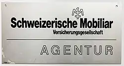Agenturschild der Schweizerischen Mobiliar aus den 1970er Jahren