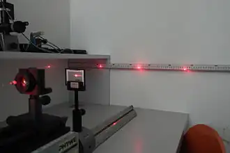 Optische Bank mit einem Transmissionsgitter.