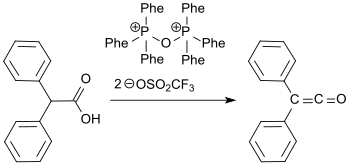 Synthese von Diphenylketen Hendrickson-Reagenz