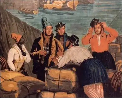 Hafenszene in Boston aus „Vue de l’Amérique Nord“ im Diplomatischen Empfangssalon des Weißen Hauses