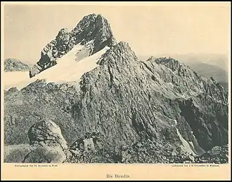 Westliche Dirndl an der Dachsteinplateau-Südkante, Aufnahme von 1892