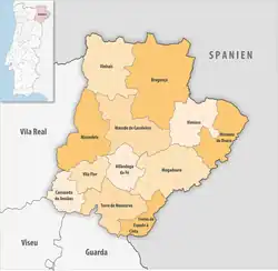 Karte des Distrikts Distrikt Bragança