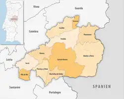 Karte des Distrikts Distrikt Castelo Branco