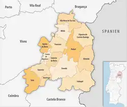 Karte des Distrikts Distrikt Guarda