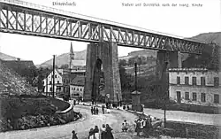 Viadukt Dittersbach 1906: es liegt nur ein Gleisträgerkasten auf.