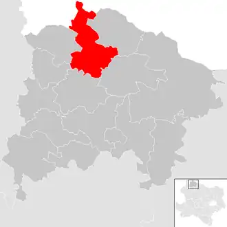 Lage der Gemeinde Dobersberg im Bezirk Waidhofen an der Thaya (anklickbare Karte)