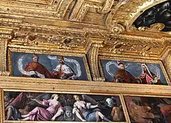 Dogenporträts mit Spruchbändern