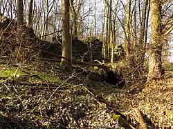 Ruine der unteren Mühle in der Wüstung Obrovice