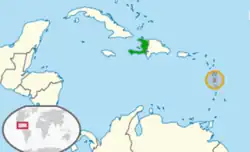 Lage von Haiti und Dominica