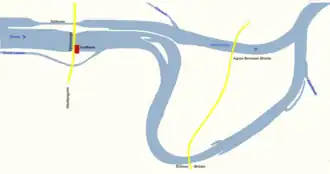 Verlauf der Donau in Straubing