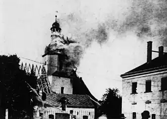 Brand der Kirche Zöbigker im Jahr 1942