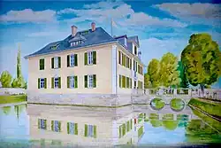 1948 abgerissenes Schloss (auf Schautafel)