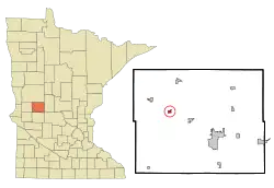 Lage von Brandon im Douglas County (links) und in Minnesota (rechts)
