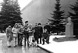 Hartmut Kaminski und sein Film-Team in Moskau 1992.