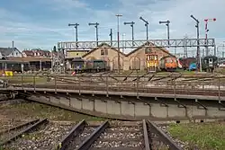 Drehscheibe, im Hintergrund Depot