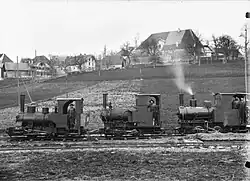 Drei Lokomotiven bei der Kohlengrube Gondiswil-Dorf