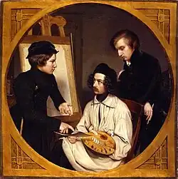 Philipp Hoyoll, Raphael Schall, Amand Pelz: Drei schlesische Maler, 1835, Nationalgalerie Berlin – Freundschafts- und Atelierbild