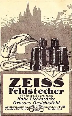 Anzeige, 1924: Firmenname ZEISS in Versalien