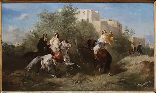 Arabische Kavaliere (oder) Das Treffen. Eugène Fromentin (1820–1876). Öl auf Holz, 1857.