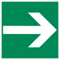 D-E001: Richtungsangabe für Erste-Hilfe-Einrichtungen, Rettungswege, Notausgänge⁠&nbsp;(1)