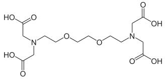 Strukturformel von Ethylenglycol-bis(2-aminoethylether)-N,N,N′,N′-tetraessigsäure