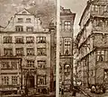 Catharinenstraße 41 um 1885 (links) und An den Kajen 1885 (rechts)