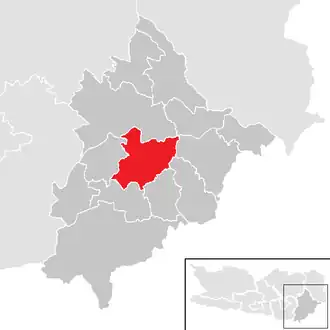 Lage der Gemeinde Eberndorf im Bezirk Völkermarkt (anklickbare Karte)