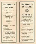 „Editiones Insulae“, Erste Lieferung mit 7 Reihen­titeln (I.V. 41?, 1920)