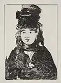 Édouard Manet: Bildnis Berthe Morisot (schwarze Fassung), 1872–1874, Kreidelithografie