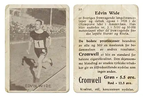 Edvin Wide (hier in einem Zeitungsausschnitt, um 1930) – Rennen nicht&nbsp;beendet