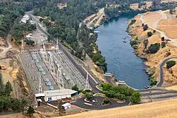 Das nach dem Ingenieur Edward Hyatt benannte Wasserkraftwerk am Oroville-Stausee während seiner durch die Dürre in Kalifornien erzwungenen Abschaltung im August 2021