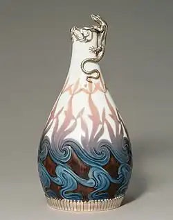 Jugendstil-Vase mit Eidechse, Porzellanmanufaktur Bing & Grøndahl, 1902