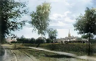 Eggersdorf Panorama von Petershagener Chaussee 1906 (koloriert)