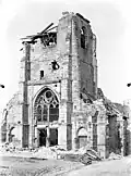 Zerstörte Pfarrkirche 1914